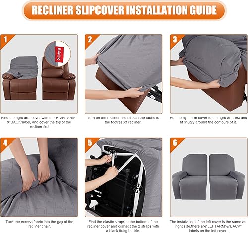 Vista 41 de VANSOFY Funda para silla reclinable, 3 piezas, fundas elásticas para silla reclinable, funda suave para silla reclinable, protector de muebles