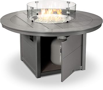 POLYWOOD Round 48 Fire Pit Table in Slate Grey