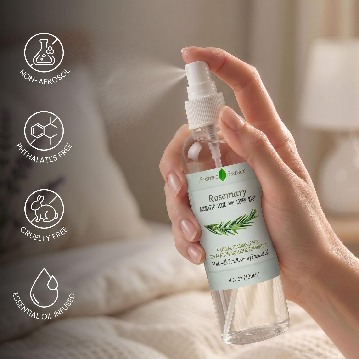 Rosemary Room & Linen Spray with Rosemary Essential Oil, 4.06 fl oz view 3