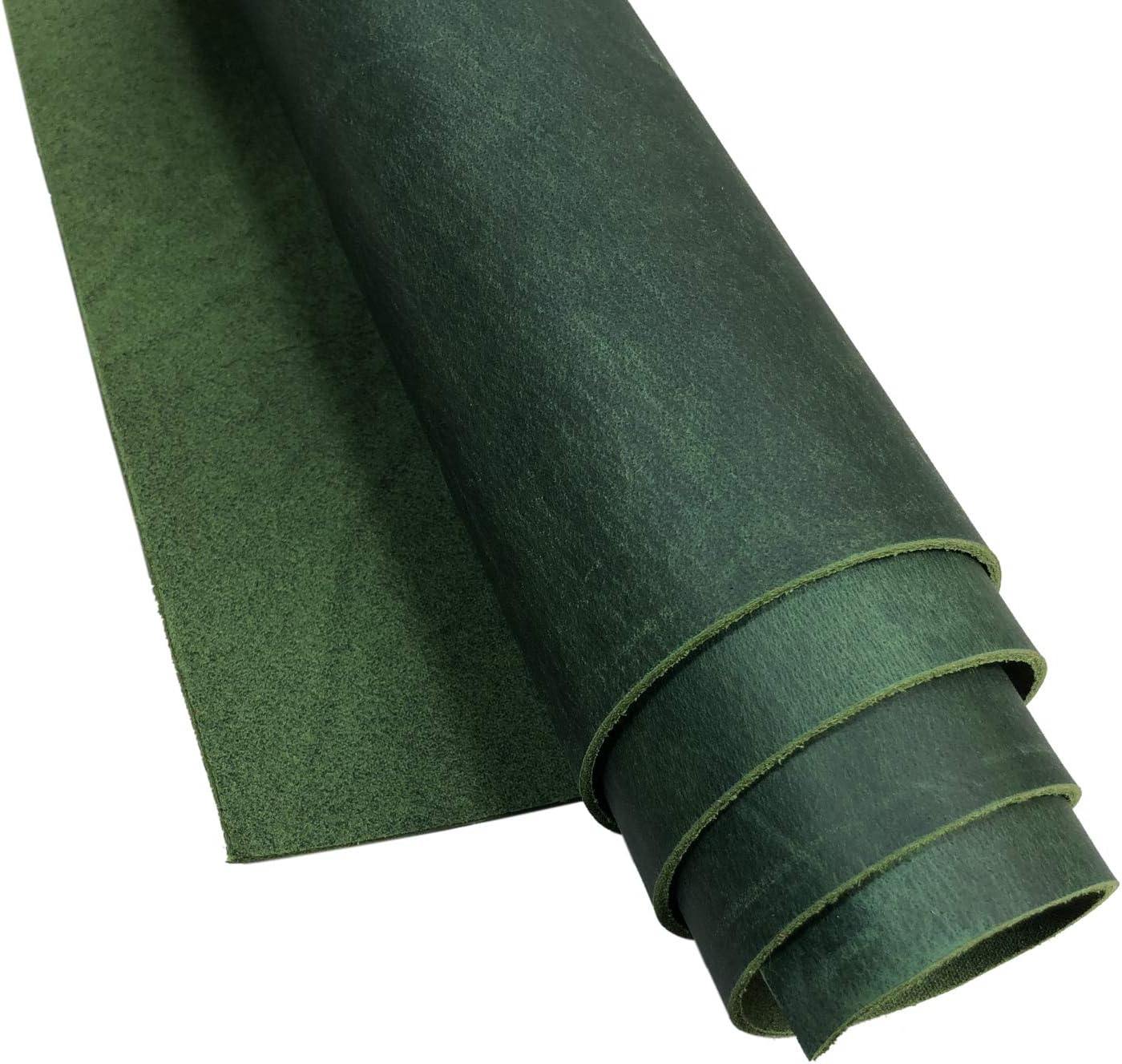 5-6oz 1.8-2.0mm Thick Cowhide Leather Pre-Cut Square Tooling Leathercraft, Crazy-Horse Leather Saddle Waxed Cow Skin DIY (Green, 12" x 48")