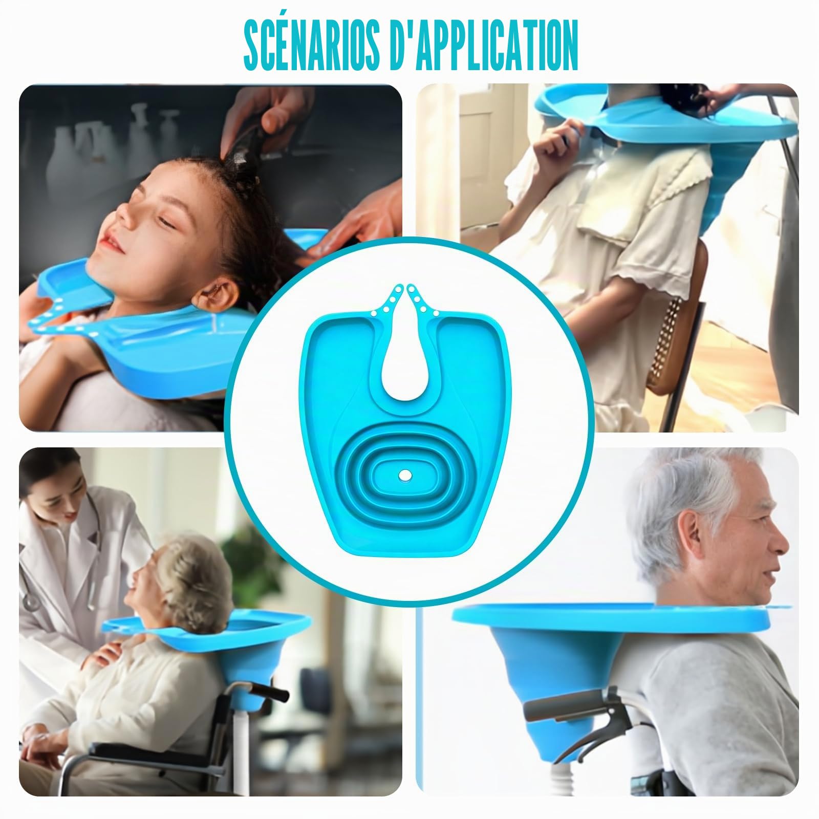 Bac pour Laver Les Cheveux, Plateau De Lavage Des Cheveux avec Tuyau, Bassin De Lavage De Cheveux Portable, Bassin De Shampoing Pliable pour Âgé Femmes Enceintes et Personnes Mobilité Réduite