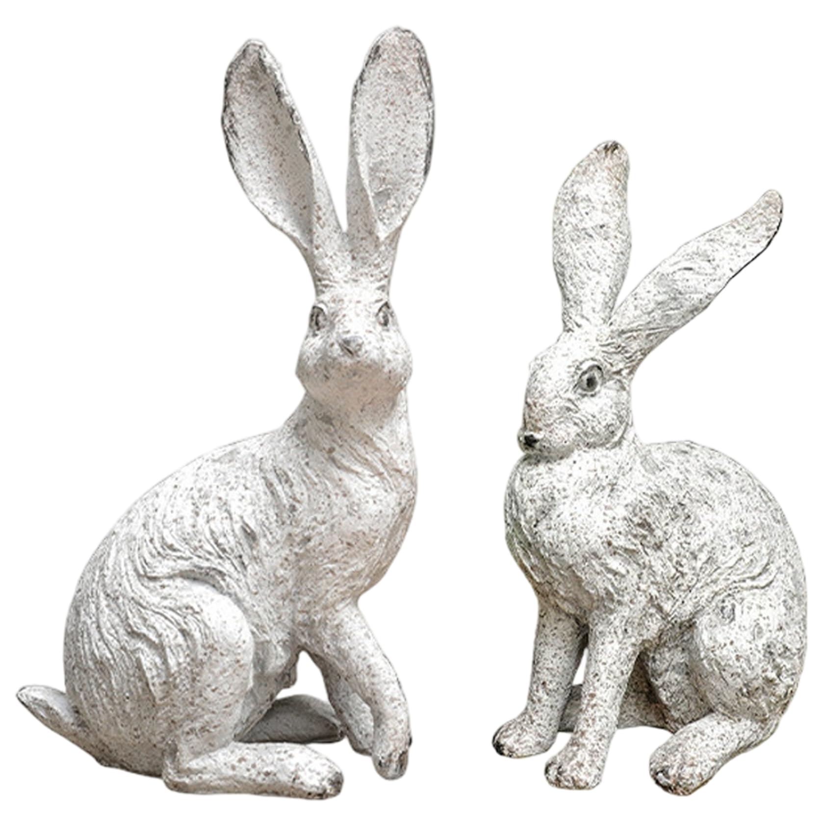 Lot de 2 Statues de Lapin Style Vintage avec Texture Fourrure réaliste, Sculptures d'animaux en résine pour Cour, Patio, décoration Ferme, Lapin d'extérieur