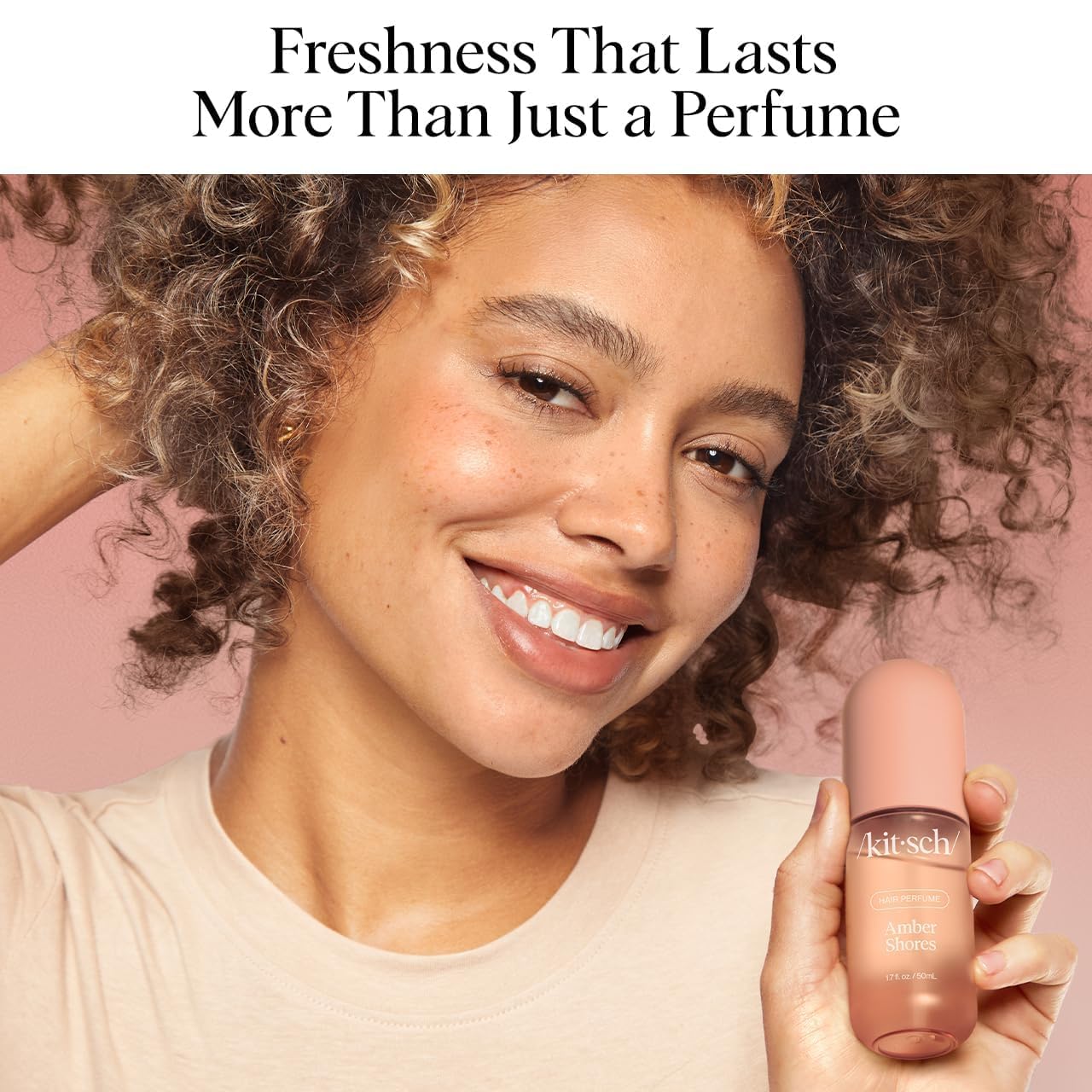 Kitsch Hair Perfume for Women - Amber Shores | Clean, Deodorizing & Patented Odor-Eliminating Technology Hair Spray & Body Mist - Freshen Hair, Body & Pillows - Woody Aquatic Scent - 50mL - Image 3