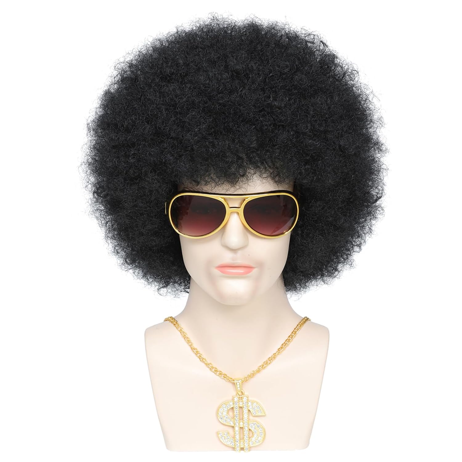 70s Afro Wig for Men Unisex Kinky Curly Big Disco Costume Wig 70s 80s Outfits Funny Wig for Cosplay Party (Black) - Image 2