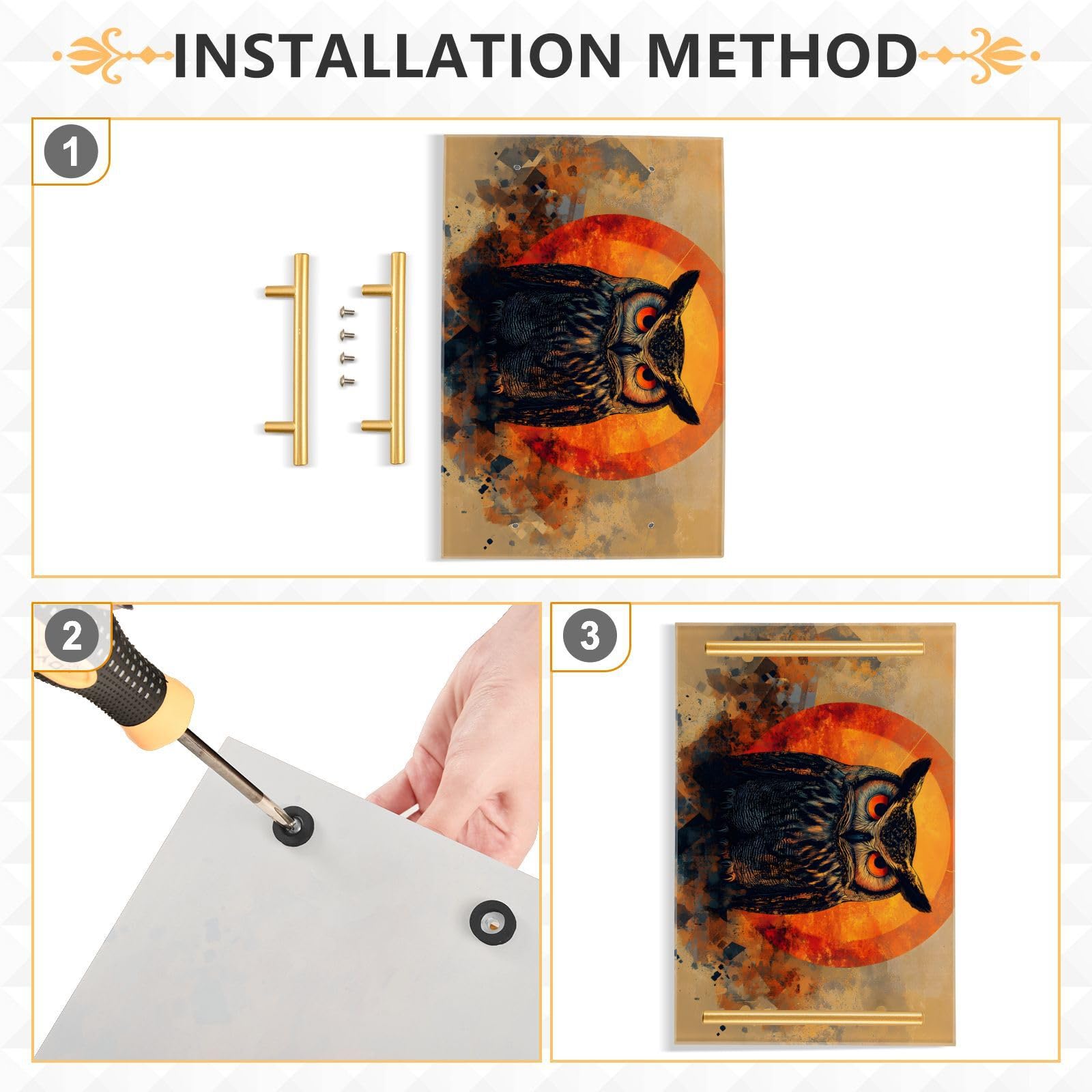 NFMILI Owls Vanity Tray Rectangle Acrylic Bathroom Tray Serving Trays for Centerpieces Modern Home Decor for Kitchen Bathroom Bedroom Living Room 7.9 × 11.8 inch