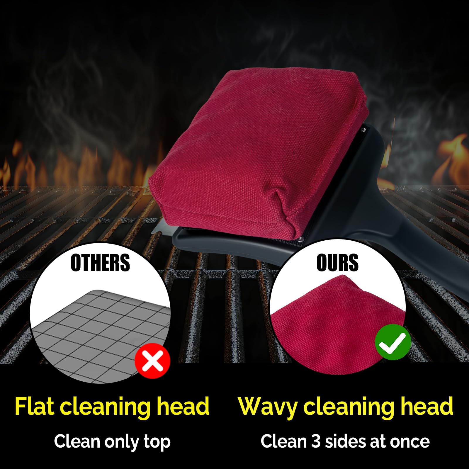Spazzola per griglia a vapore senza setole, 48,3 cm, senza setole, accessori sicuri per griglie in ghisa, porcellana e carbone, detergente ultra resistente per barbecue all'aperto