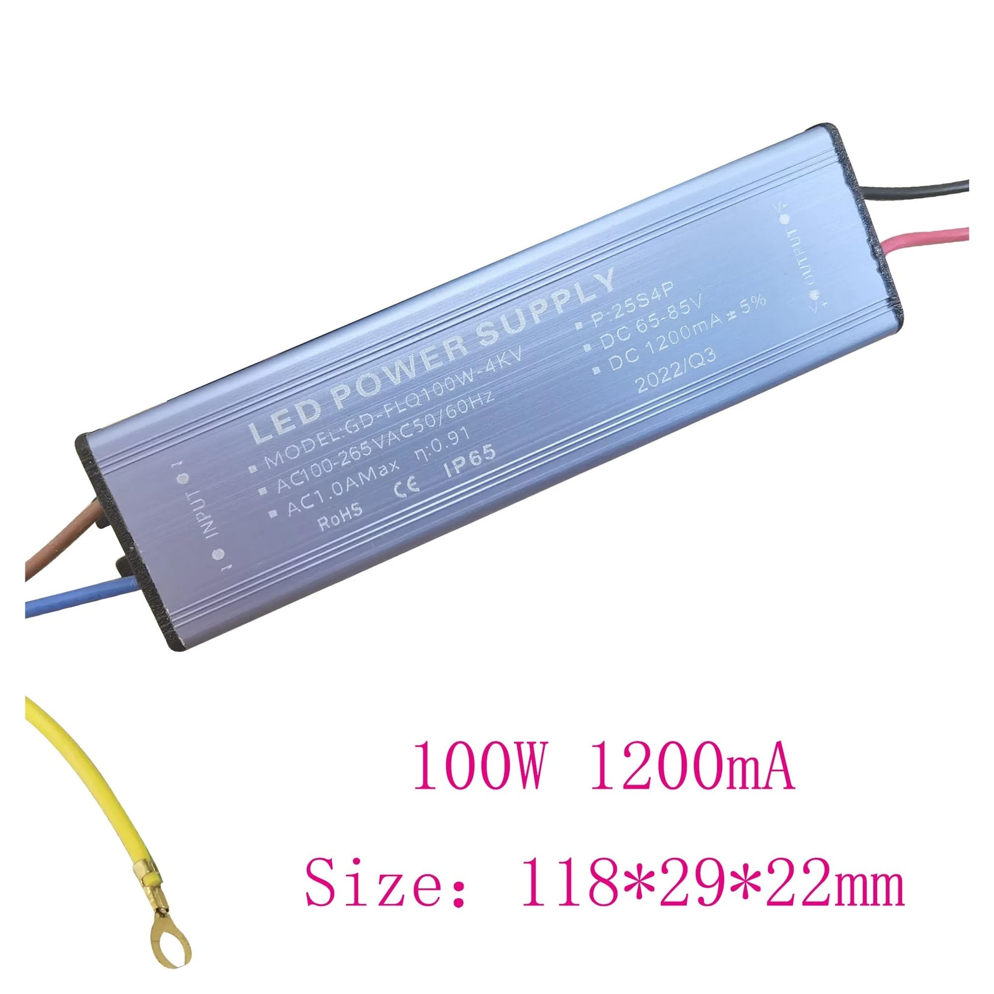 Driver LED da 100 W 1200 mA DC60-80V Alimentatore LED Trasformatore di illuminazione con controllo di tensione a corrente costante Convertitore LED
