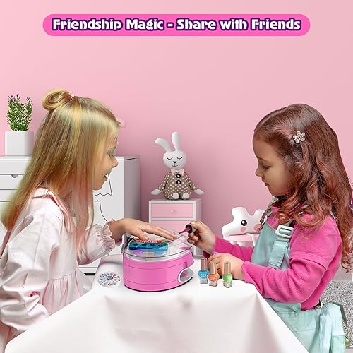 Miniatura 7 de BATTOP Juego de esmaltes de uñas para niñas, kit de arte de uñas para niños con organizador todo en uno, secador de uñas, esmalte, calcomanías,