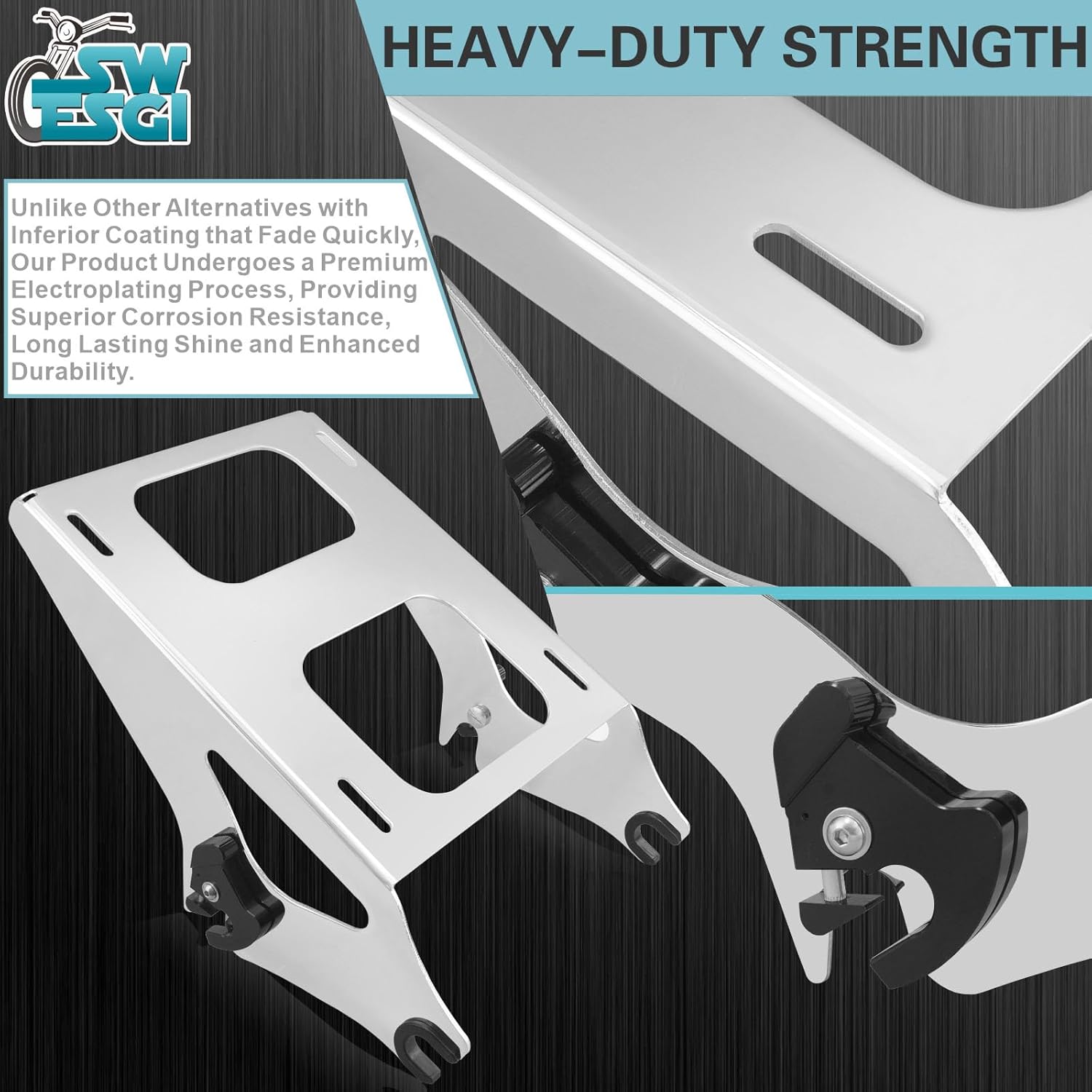 Luggage Rack 4 Point Docking Hardware Kit for Harley Detachable Tour Trunk Kit Two-Up Mounting Rack Compatible with Touring Road King Street Glide Road Glide Electra Glide 2014-2025 (Chrome)