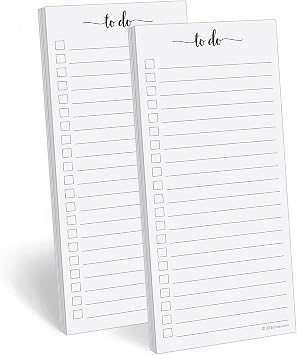 321Done To Do List Notepad, 2-Pack 50 Sheets Each, 3.7x8.5 Wide Ruled Pad, 70lb Matte Paper, Note Pad for Shopping List, Checklist To-Dos Tasks Planning for Home Office, Made in USA
