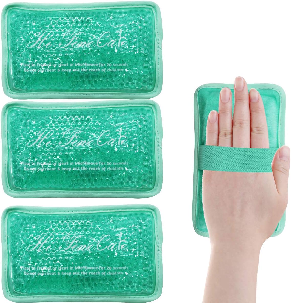 Ice Pack, Hot or Cold Pack Gel Bead Cooling Pad, Reusable for Injuries Medical Health,Swelling and Pain Relief, Tired Eyes, Child Injury, Headache, Sinus Relief 3PCS (Type2 Green)