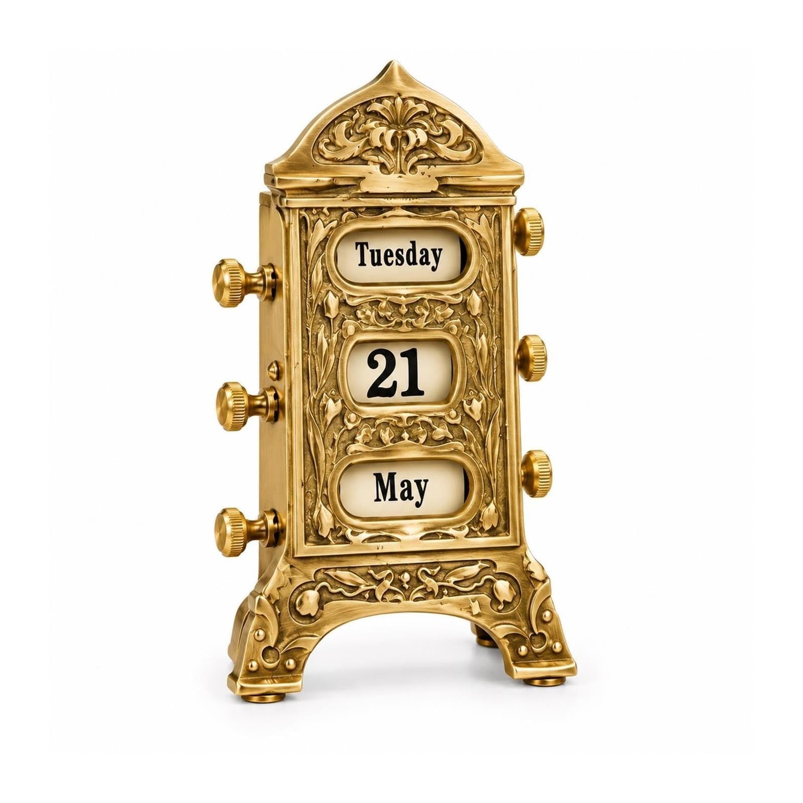 Calendrier de bureau, calendrier de bureau mécanique en laiton Vintage