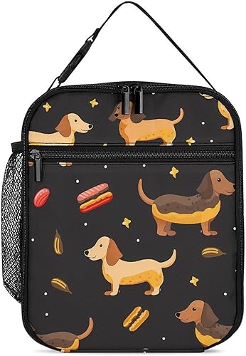 Miniatura 1 de Bolsa de almuerzo aislada con diseño de perro salchicha para mujeres y hombres, reutilizable, bolsa de mano para el trabajo y viajes