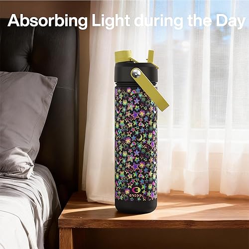 Miniatura 899 de ENCOOL Botella de agua aislada con popote, de acero inoxidable, a prueba de fugas, sin BPA, al vacío de doble pared que se mantiene fría durante 24