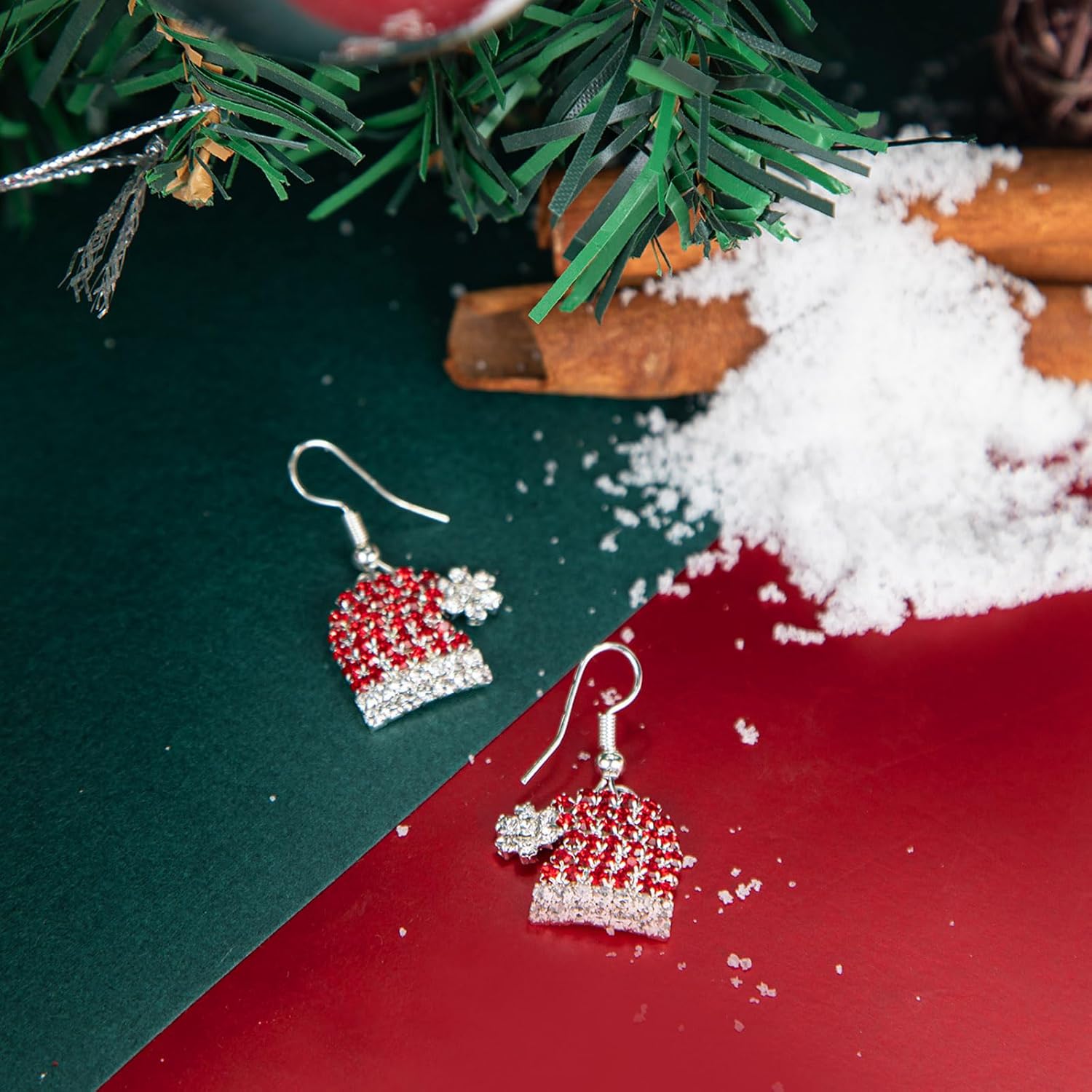 Artlunar Red White Hat Earring Holiday Party Costume Jewelry Christmas Earrings for Women (Christmas hat earring) - Image 5