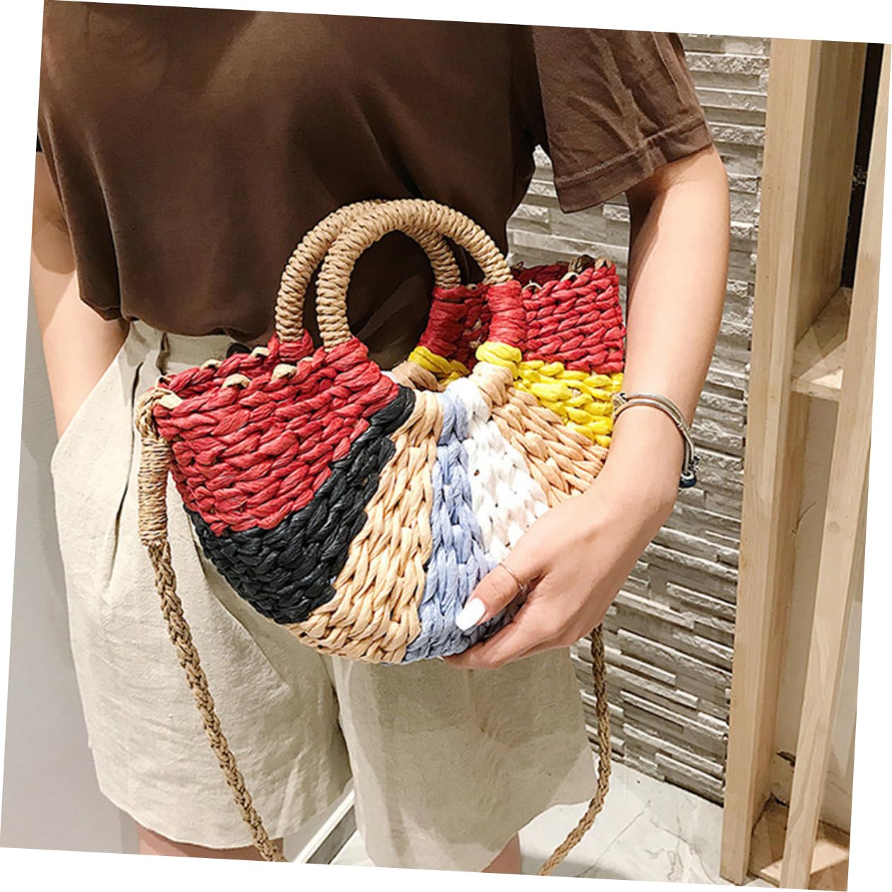 Borsa Intrecciata in Paglia Capiente, Borsello a Tracolla Fashion | Atmosfera Estiva, Stile Creativo e Distintivo, Formato Pouch per Shopping e Lavoro