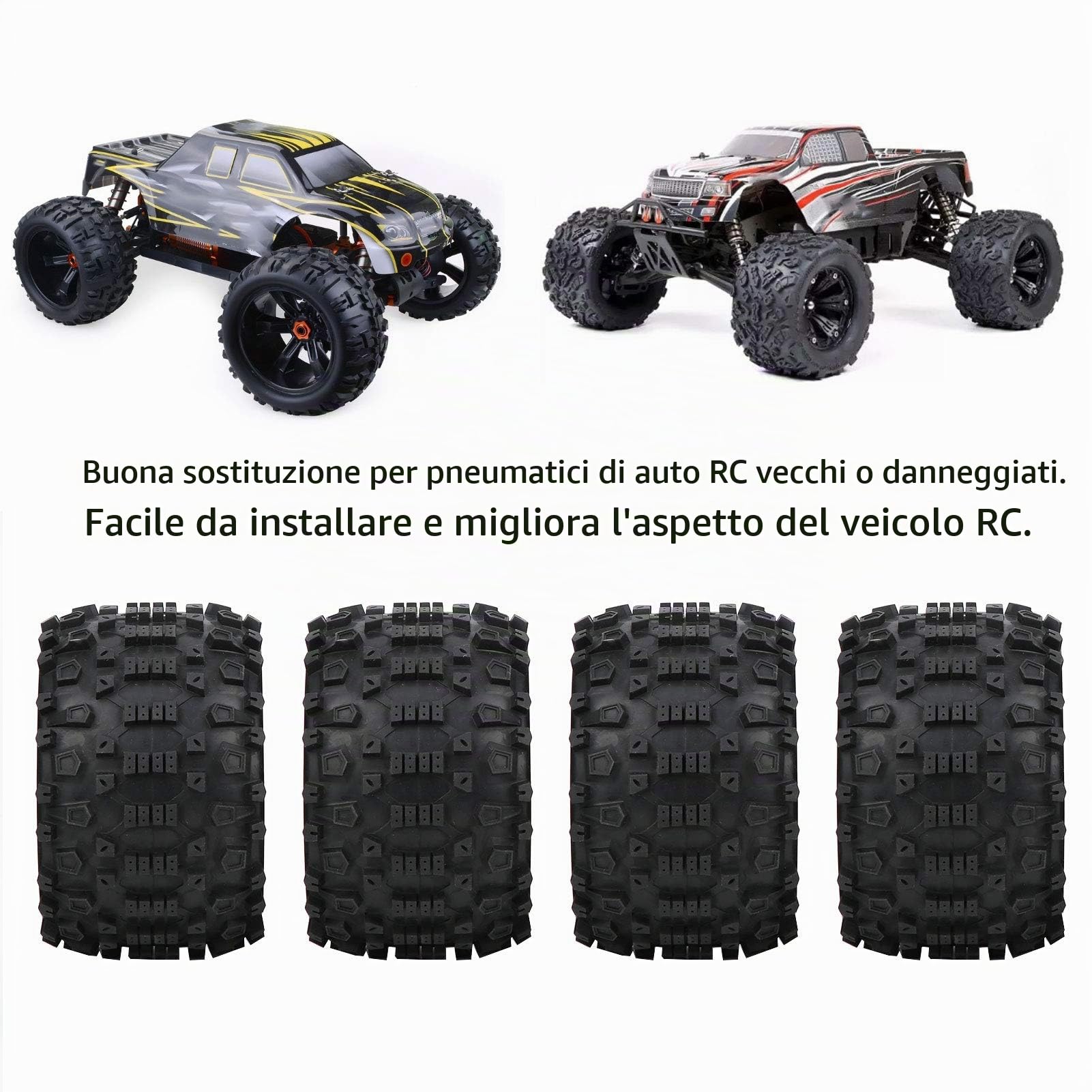 Pneumatici per Ruote per Auto RC 1/8, Pneumatici per Buggy per Auto RC robusti e pratici Pneumatici in Gomma RC Antiscivolo e Resistenti all'Usura per ZD Racing Auto telecomandata 1/8 per