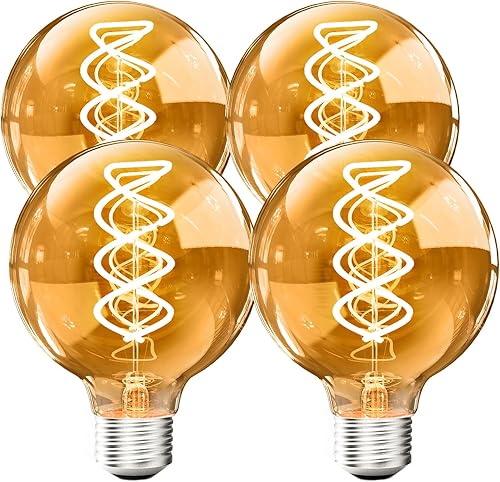 Bombillas Edison G80 vintage regulables de 4 W (equivalente a 40 W), bombillas de filamento LED cálidas 2200K CRI80+ E26 25000 horas, bombillas