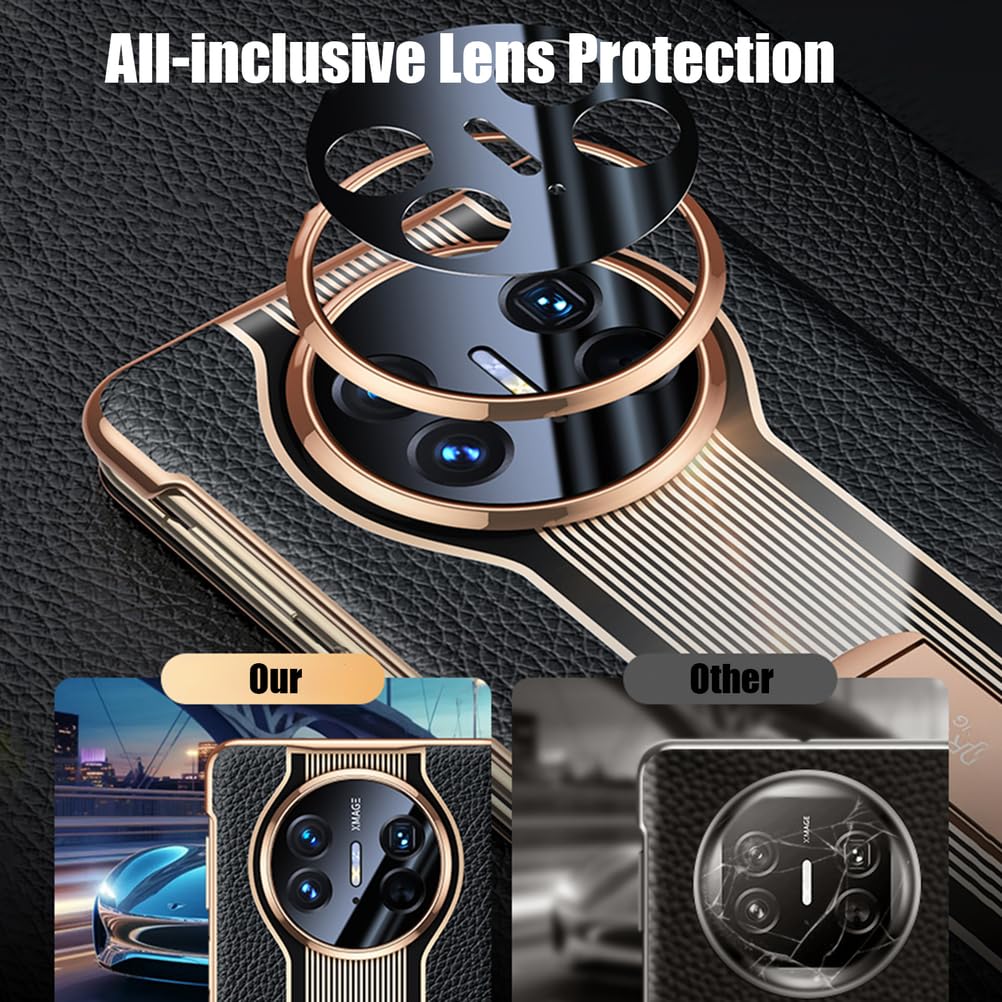 Magnetyczne etui z klapką do HUAWEI Mate X6, etui z prawdziwej skóry z funkcją widoku okna, podpórka, luksusowe, odporne na wstrząsy, smukłe etui, fioletowe, Mate X6