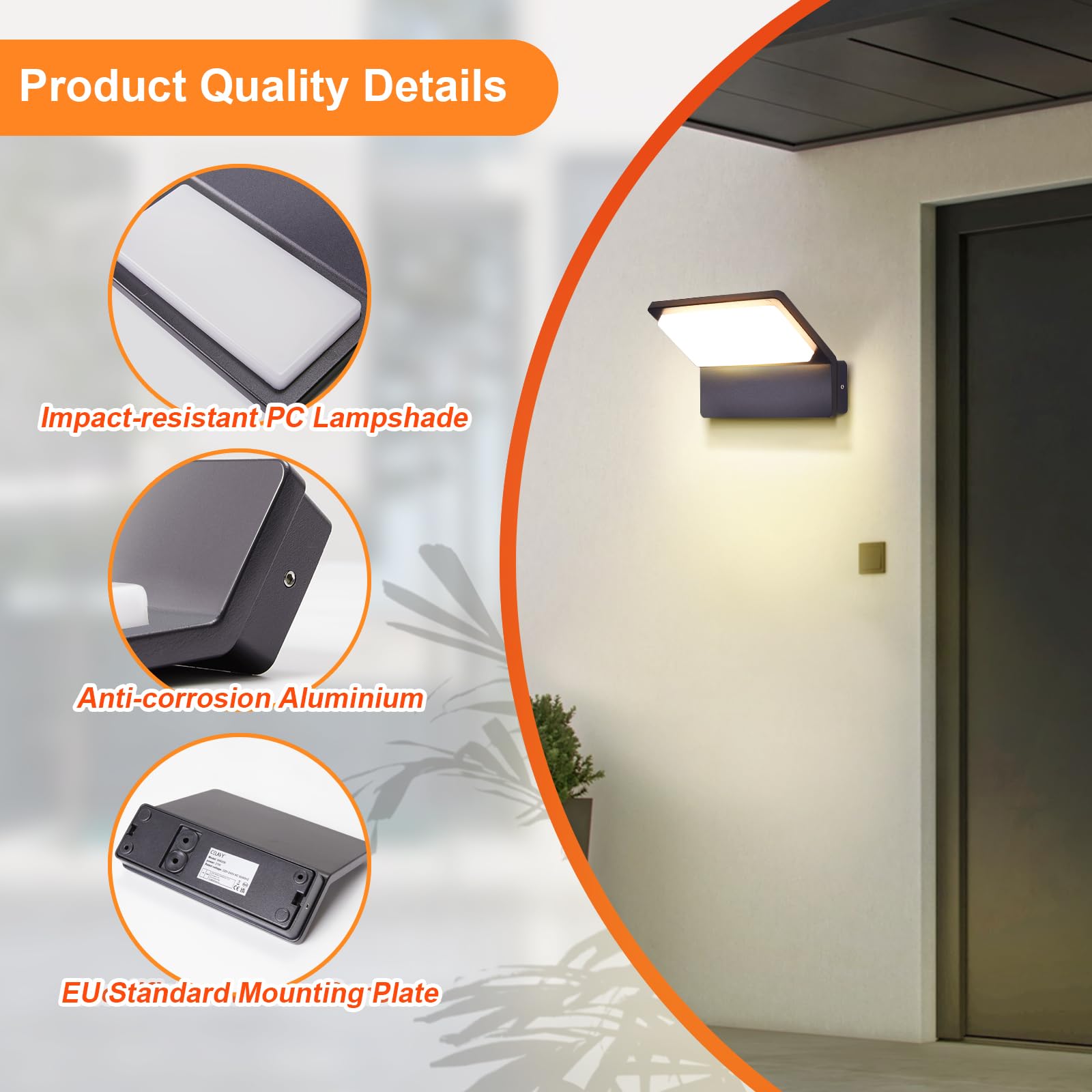 LED Aussenlampe Außenlampe Anthrazit Außenleuchte Wand, IP65 Wandleuchte Wandlampe aussen außen Modern Aussenbeleuchtung Ausenbeleutung Aussenleuchte Hauswand Außenbeleuchtung Terrasse Haus
