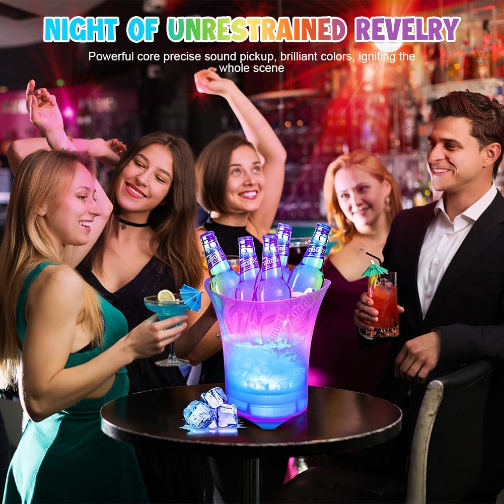 LED Eiskübel 5L, Multicolor LED Sektkübel, Eiseimer mit Bluetooth Lautsprecher, Bunter Farbverlauf,zum Kühlen Von Champagner,Wein,Getränke,Bier,Für Party,bar Club Thema