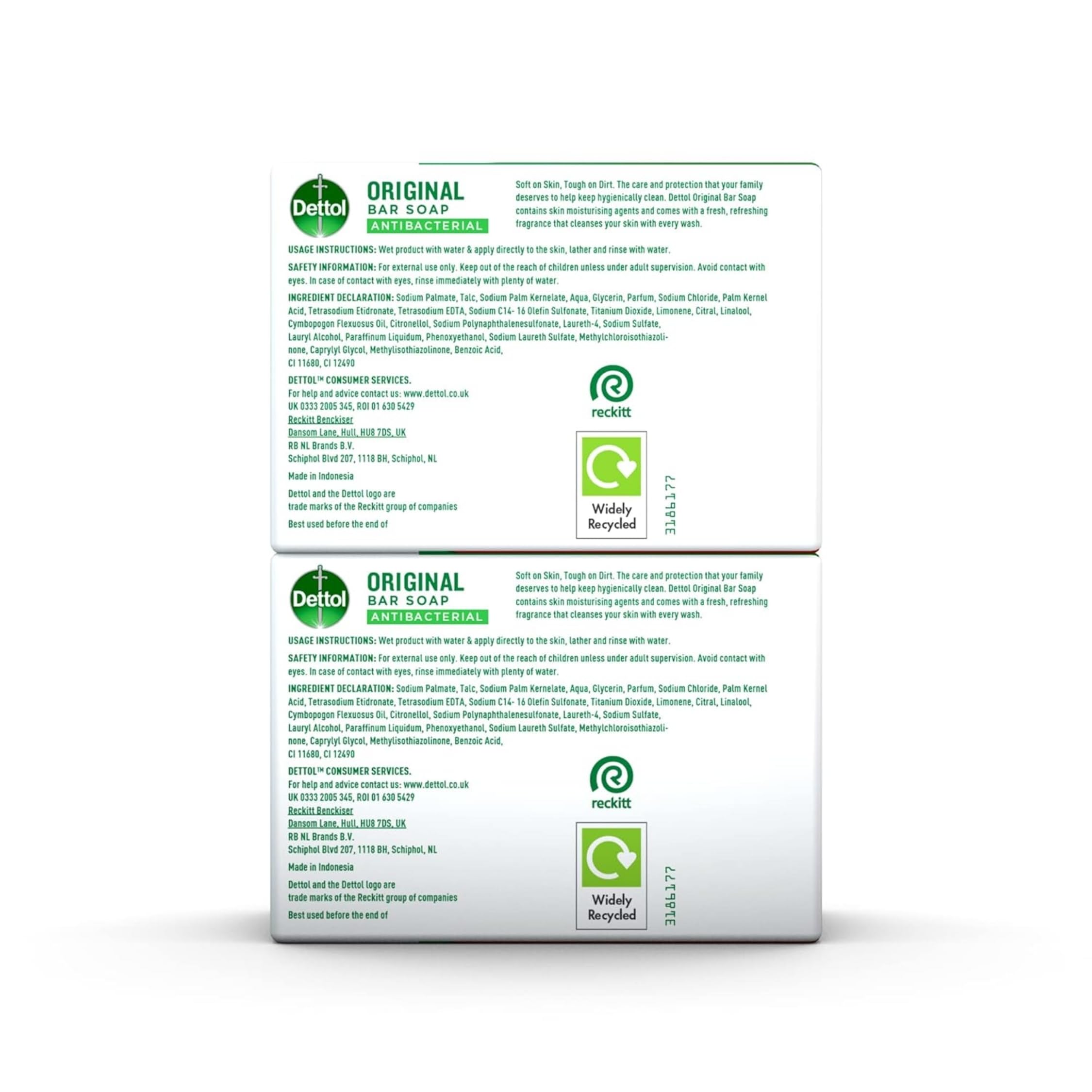Dettol Original Jabón Antibacterial 100 g – Limpieza Profunda y Protección Antibacteriana para Manos y Cuerpo – Higiene y Frescor Diario - Pack Laborawi (2 x 100g)