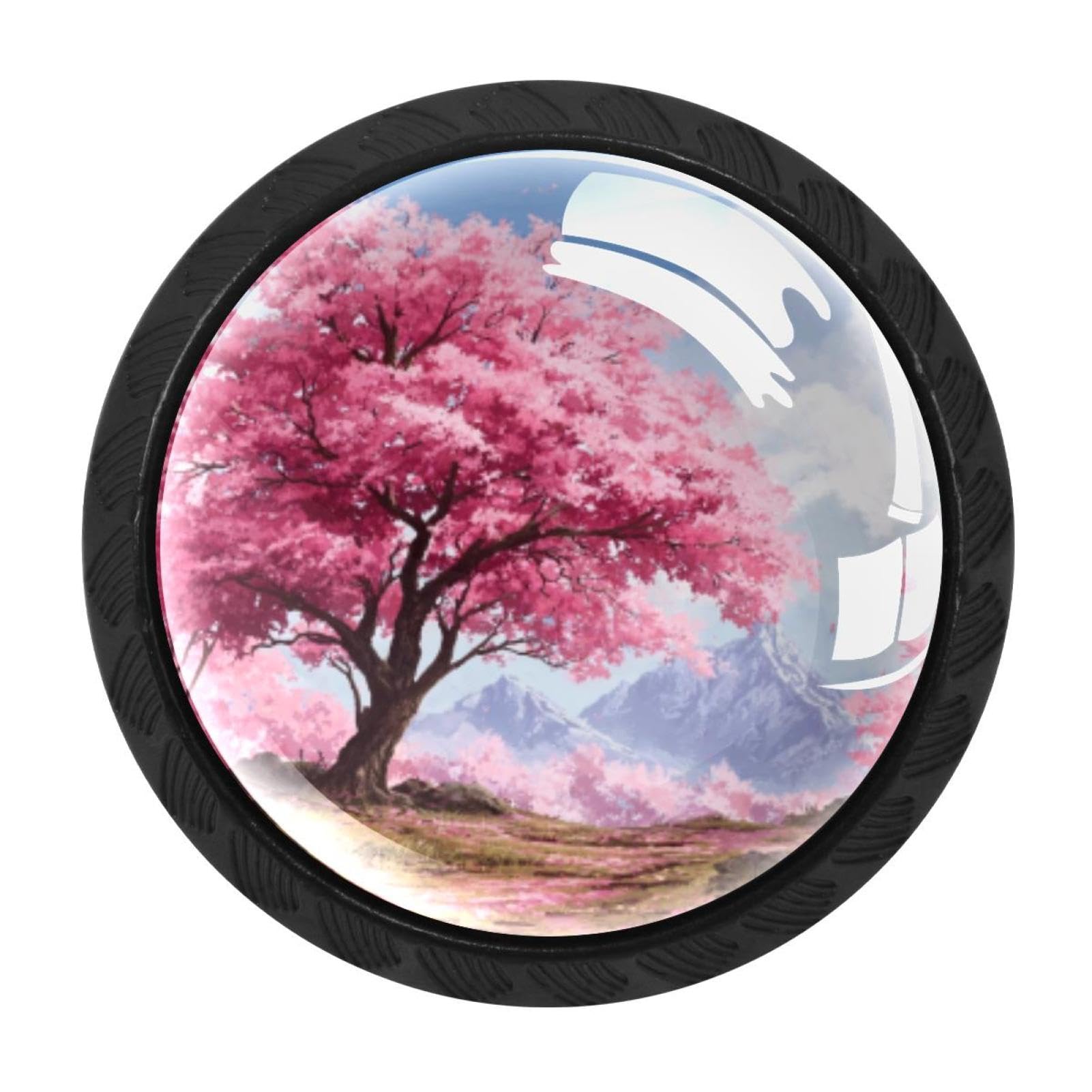 CHENZZZZ 4 Pack Cabinet Pulls Cherry Blossom Kitchen Drawer Pulls Cabinet Handles