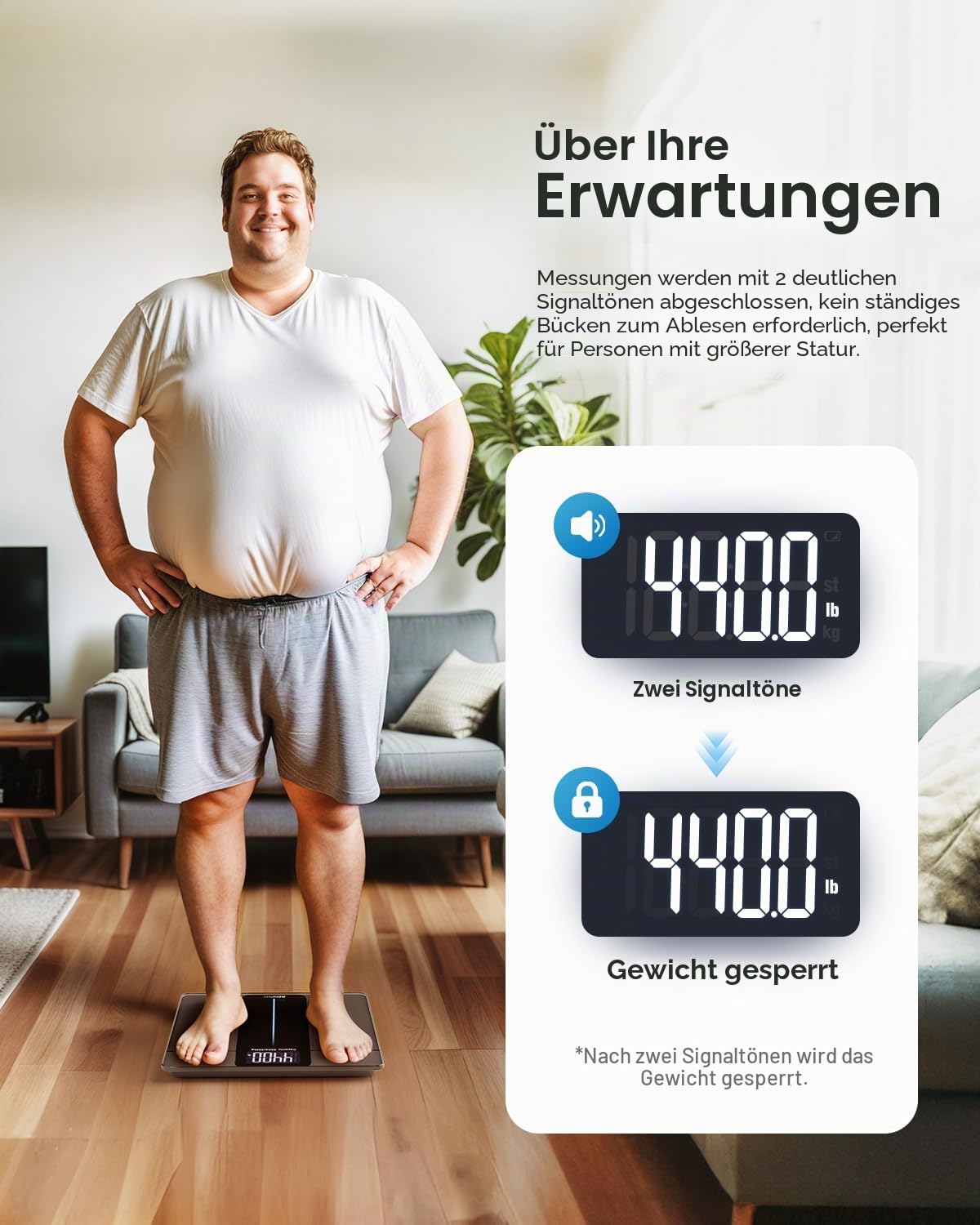 RENPHO Personenwaage Digital Testsieger 2026 – Personenwaage bis 250 kg, extra große Plattform 33 x 30 cm, extrem hohe Tragkraft, große LED-Anzeige, höchste Genauigkeit 50 g, Körperwaage Core 1L