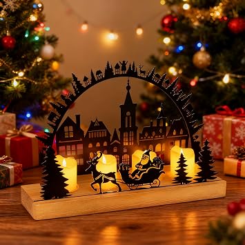 Advent Candle Holder Advent Wreath Modern Advent Arrangement Oblong for 4 cm Tea Lights Christmas Decoration Table Advent Tea Light Holder for Table Decoration Advent Decoration Christmas Decoration