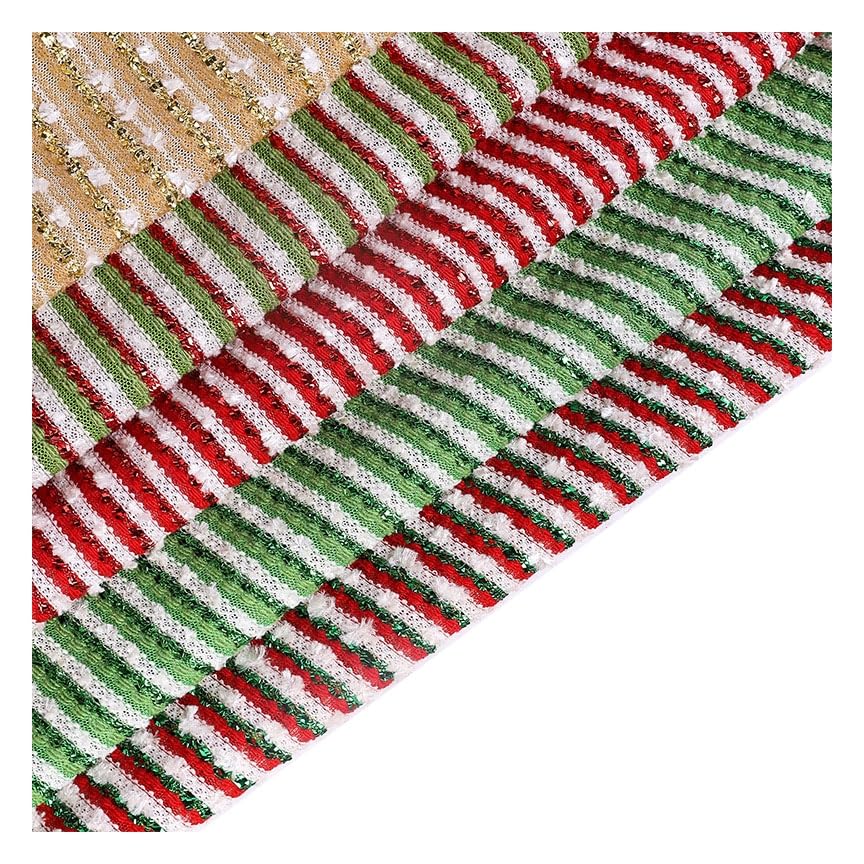 270 x 150cm Weihnachtsstoffe Stoff Meterware Dekostoff Patchwork Baumwolle Streifen polsterstoff für DIY Nähen Quilten Weihnachtsdekoration Bekleidung Tischdecken Vorhänge Rot, Grün und Weiß