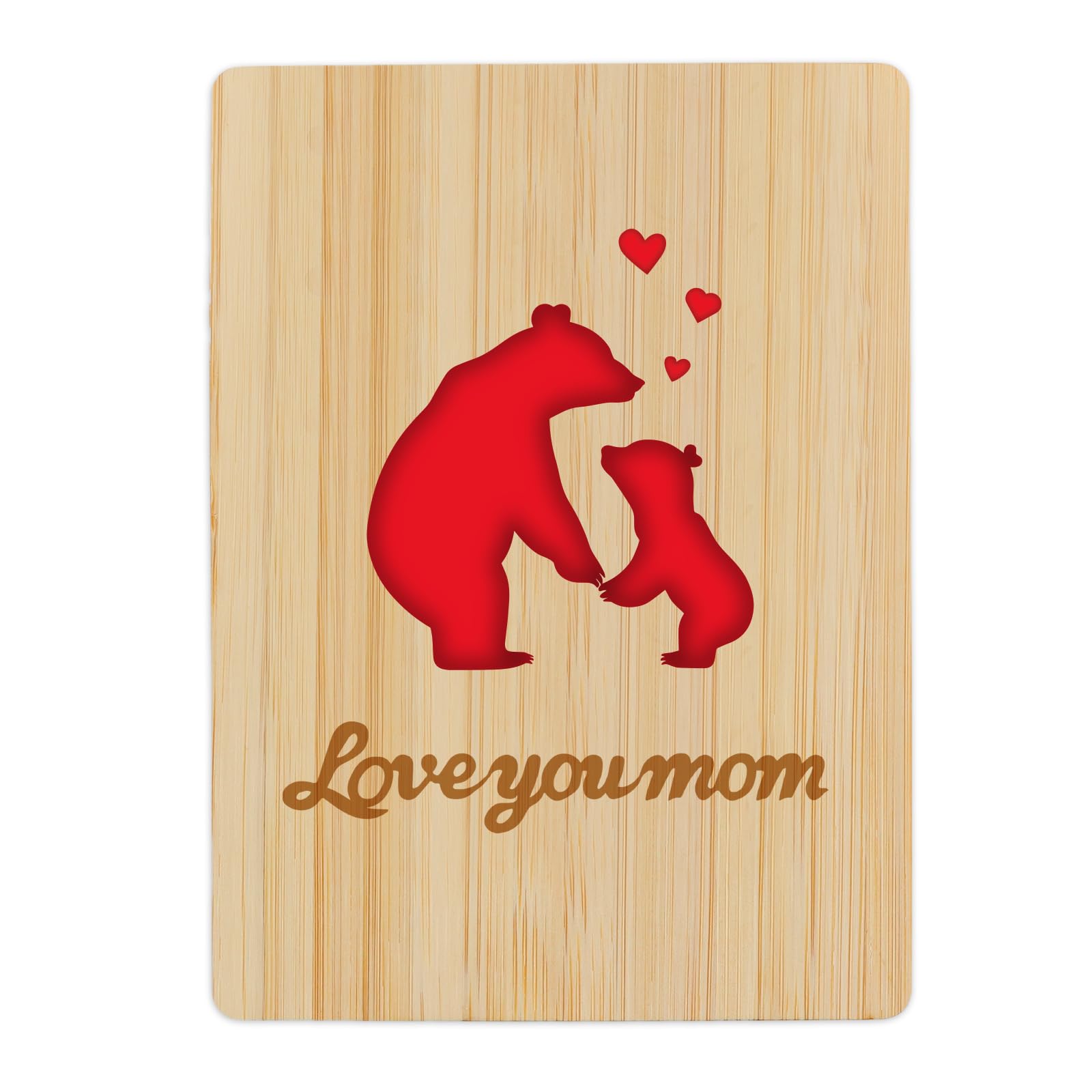 GROWTHMAGIC Bears Mothers Day Card - Love You Mom Wooden Mothers Day Greeting Card with Envelopes Mother Day Card Gifts for Mom from Kids Daughter Son