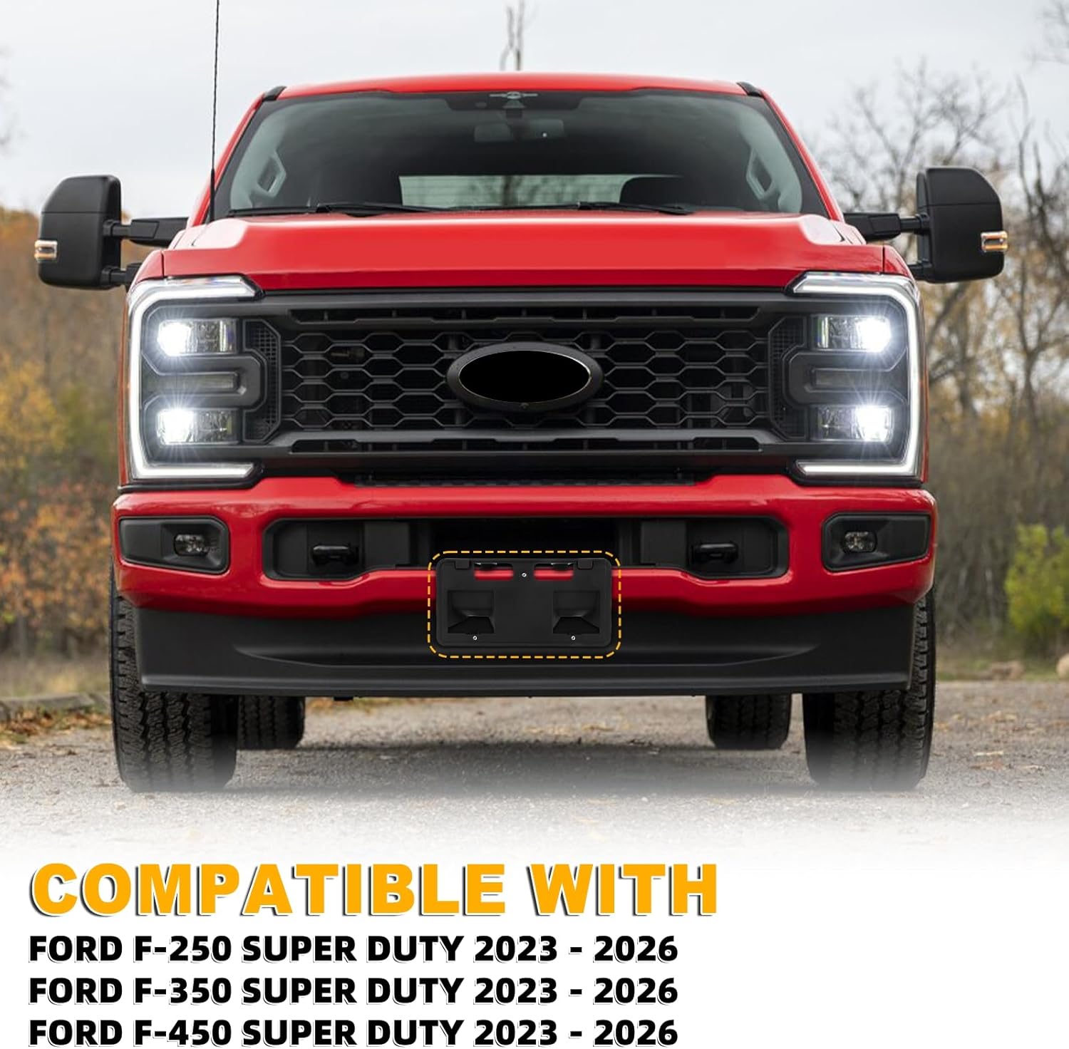 Front License Plate Frame Compatible with 2023-2026 Ford F250 F350 F450 Super Duty, Front Bumper License Plate Bracket Tag Mount for Ford F-Series Super Duty, Replace # PC3Z-17A385-BB