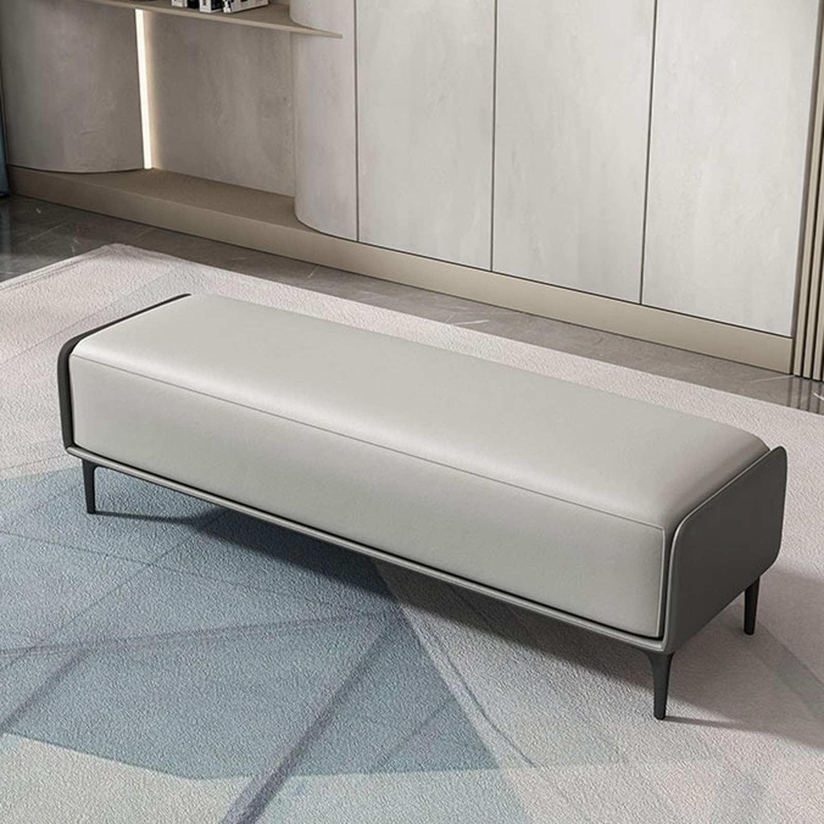 Bancs longs faux cuir résistants charge 200 kg pour dressing