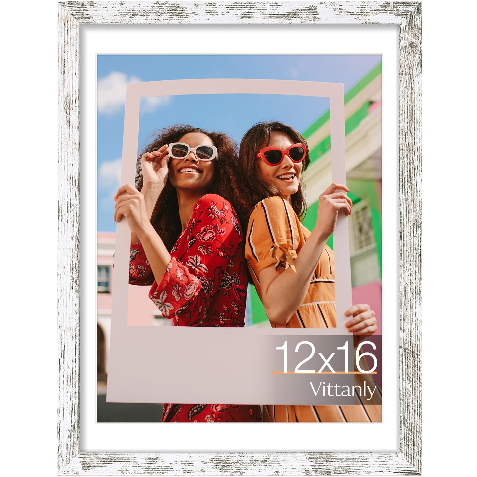 Vittanly 12x16 Picture Frame, Display Pictures 11x14 with Mat or 12x16 without Mat, Engineered Wood with Shatter Resistant Plexiglass, Poster Frame