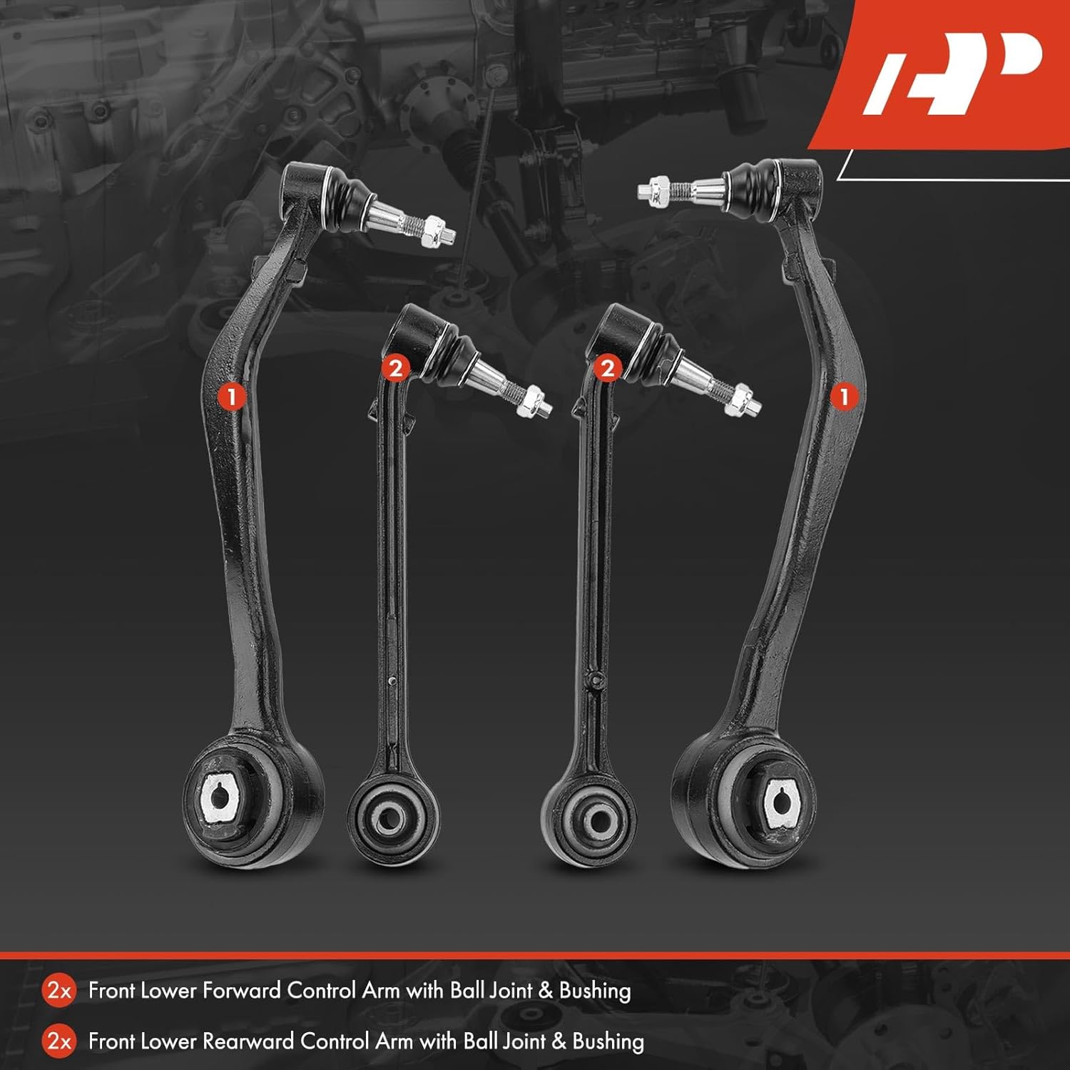 A-Premium Set of 4, Front Forward & Rearward Lower Control Arm Kit, with Ball Joint & Bushing, Compatible with Chevrolet Camaro 2010 2011 2012 2013 2014 2015