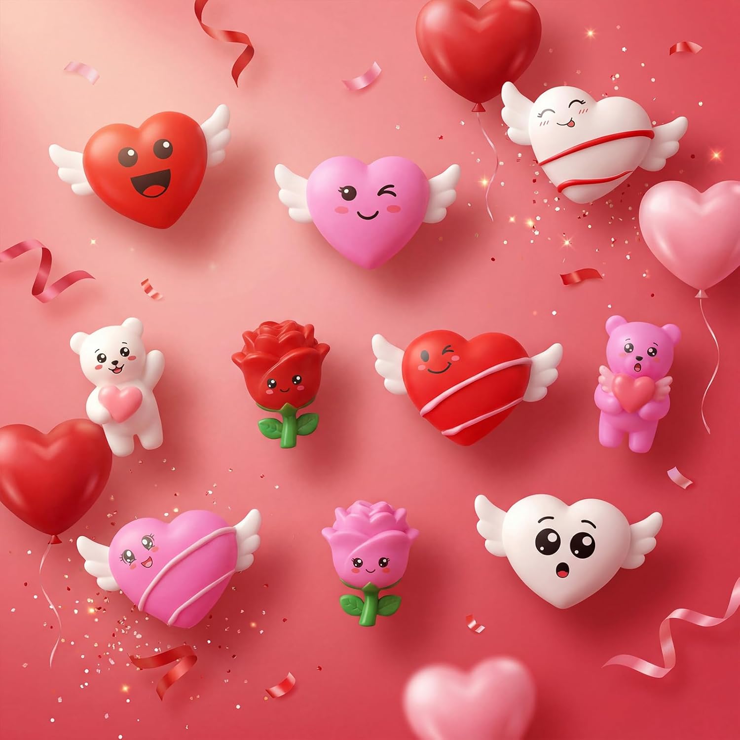Civaner 40 Pcs Valentine‘s Day Squeeze Balls Heart Stress Balls Valentine‘s Day Gifts for Kids Kawaii Cute Stress Relief Toy Foam Toy for School Valentine‘s Day Party Bag Gifts Fillers