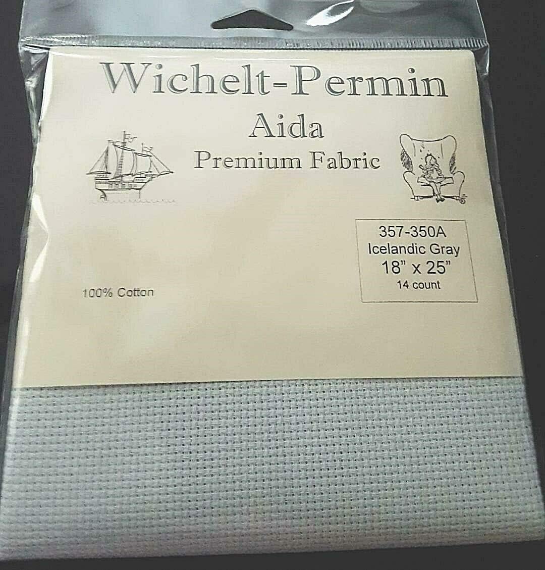 Wichelt Permin Aida Premium Fabric 14 Count 18" x 25" Icelandic Gray