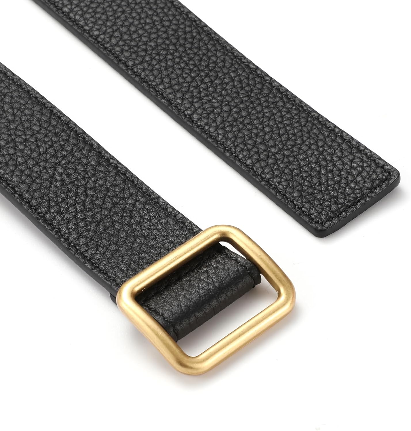 Genuine Leather Belt for Women Adjustable Black Belt with Buckle for Jeans Pants - Image 3