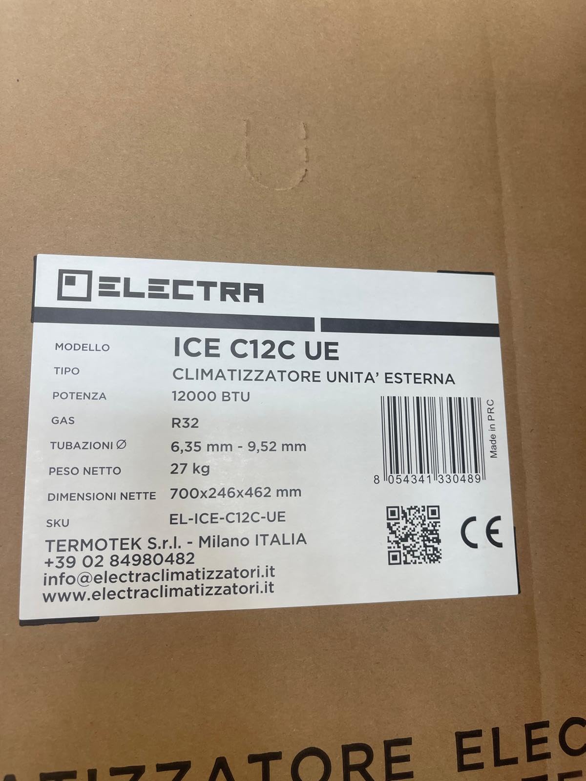 Electra Condizionatore d'aria con pompa di calore inverter R32 A+++ Wifi integrato 12000 BTU
