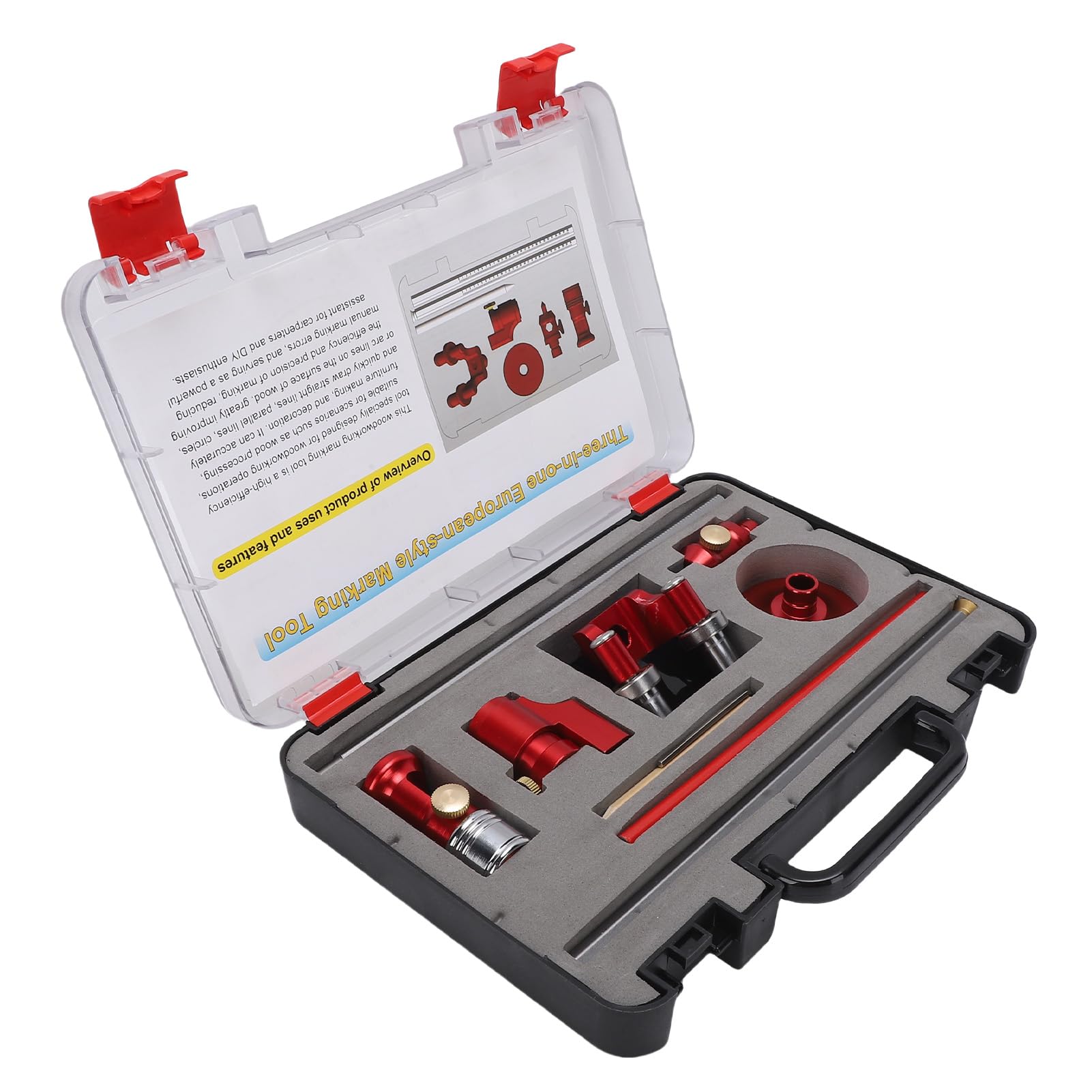 FTVOGUE Calibro per Marcatura per Legno Ad Archi Paralleli, Ruota per Marcatura per Strumento per Scriba in Legno in Lega di Alluminio con Manopola Regolabile, Linee e Archi Paralleli, per Falegnami