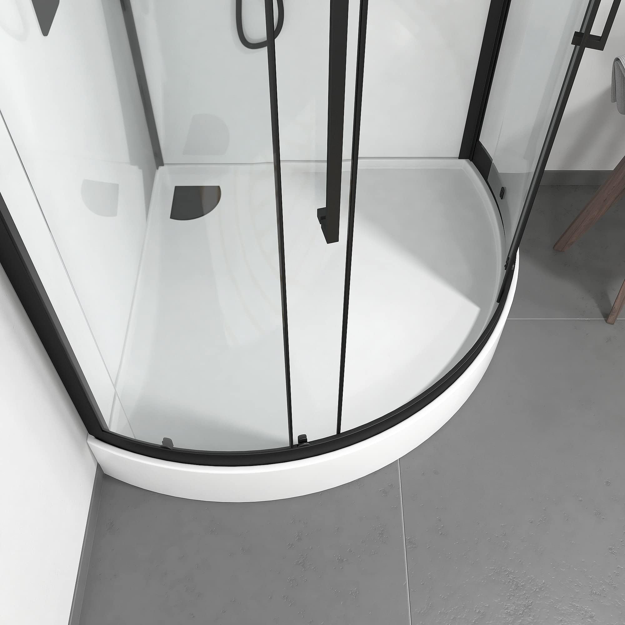 MARWELL Komplettdusche Fertigdusche White Round 90 x 90 x 215 cm – Eckdusche mit Fronteinstieg - Duschkabine mit hochwertigen Aluminiumprofilen - Einstiegshöhe 15 cm
