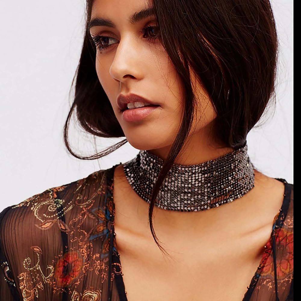 Amazon.com: TseanYi Punk Metal Mesh Choker Necklace Black