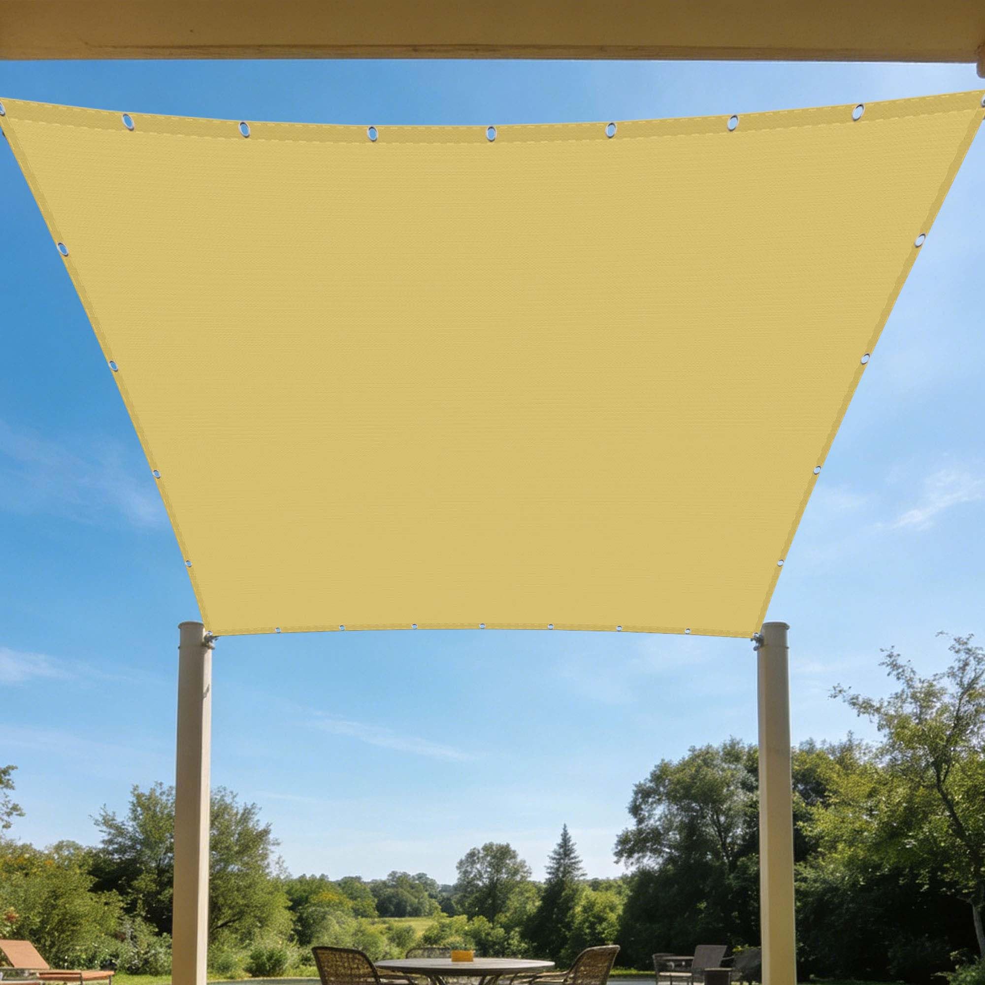 Voiles d'ombrage contre la pluie et le soleil toile de terrasse jaune sable
