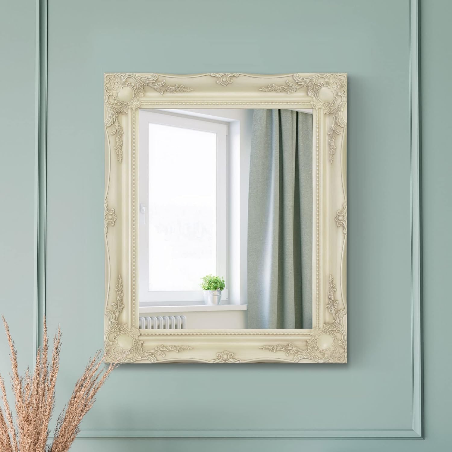 FRAMES BY POST Cream Swept Frame Wall Overmantle Mirror Shabby Chic Stlye Lots of Sizes 3 Inch Moulding (26 x 22)