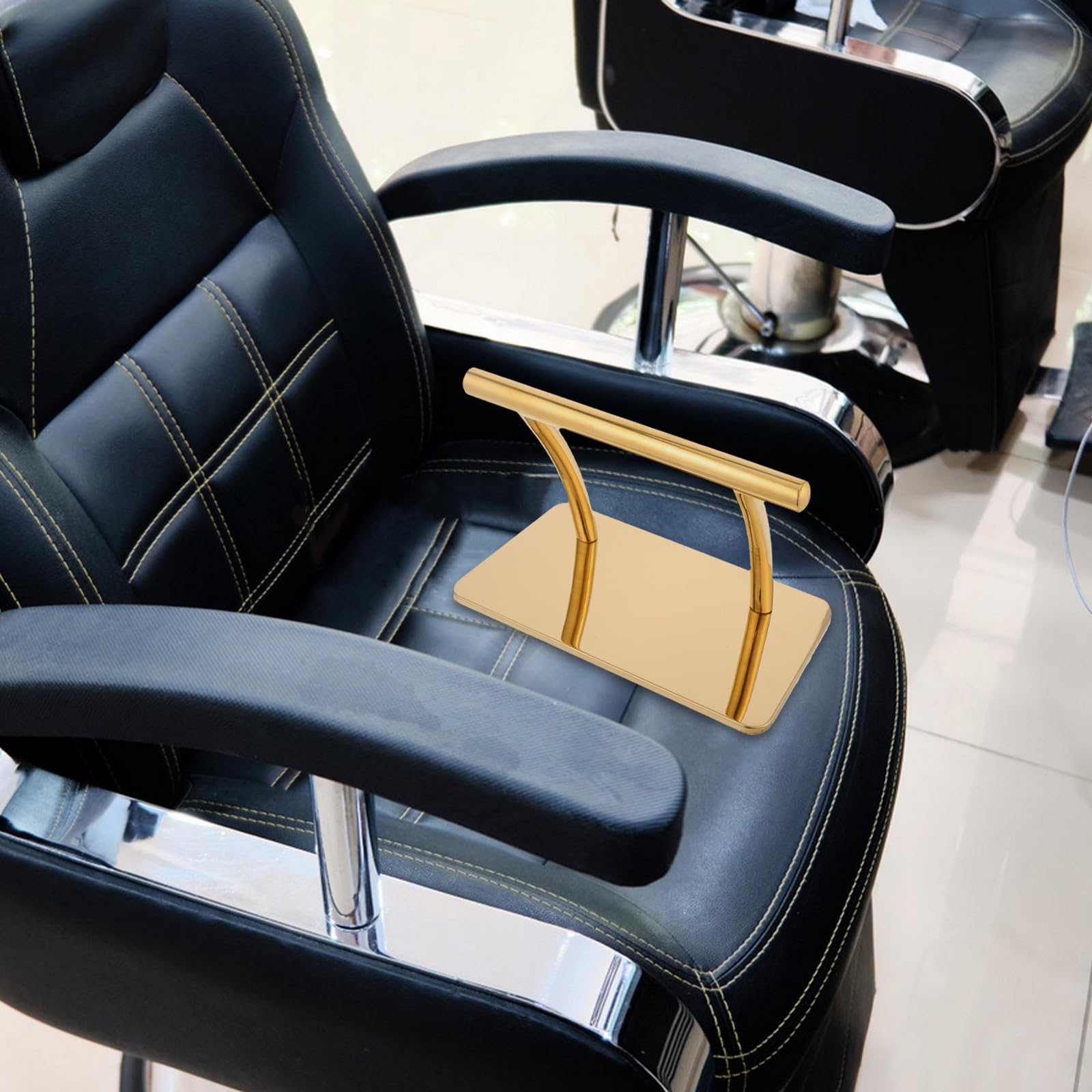 SHINEOFI Reposapiés de Repuesto para Silla de Peluquería Reposapiés para Silla de Salón Metal Dorado Fácil Instalación Uso Profesional