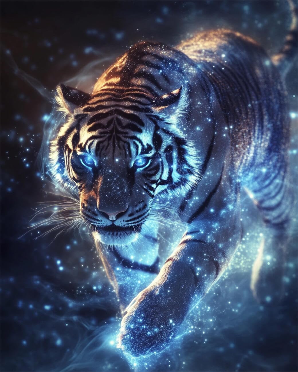 RKFLGEW DIY Bead Embroidery Kit Fantasy Tiger 40x50cm