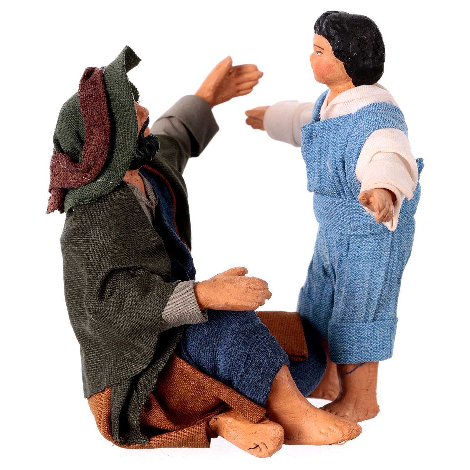 Holyart Dad Hugging Son Neapolitan Nativity Scene 13 cm Terracotta