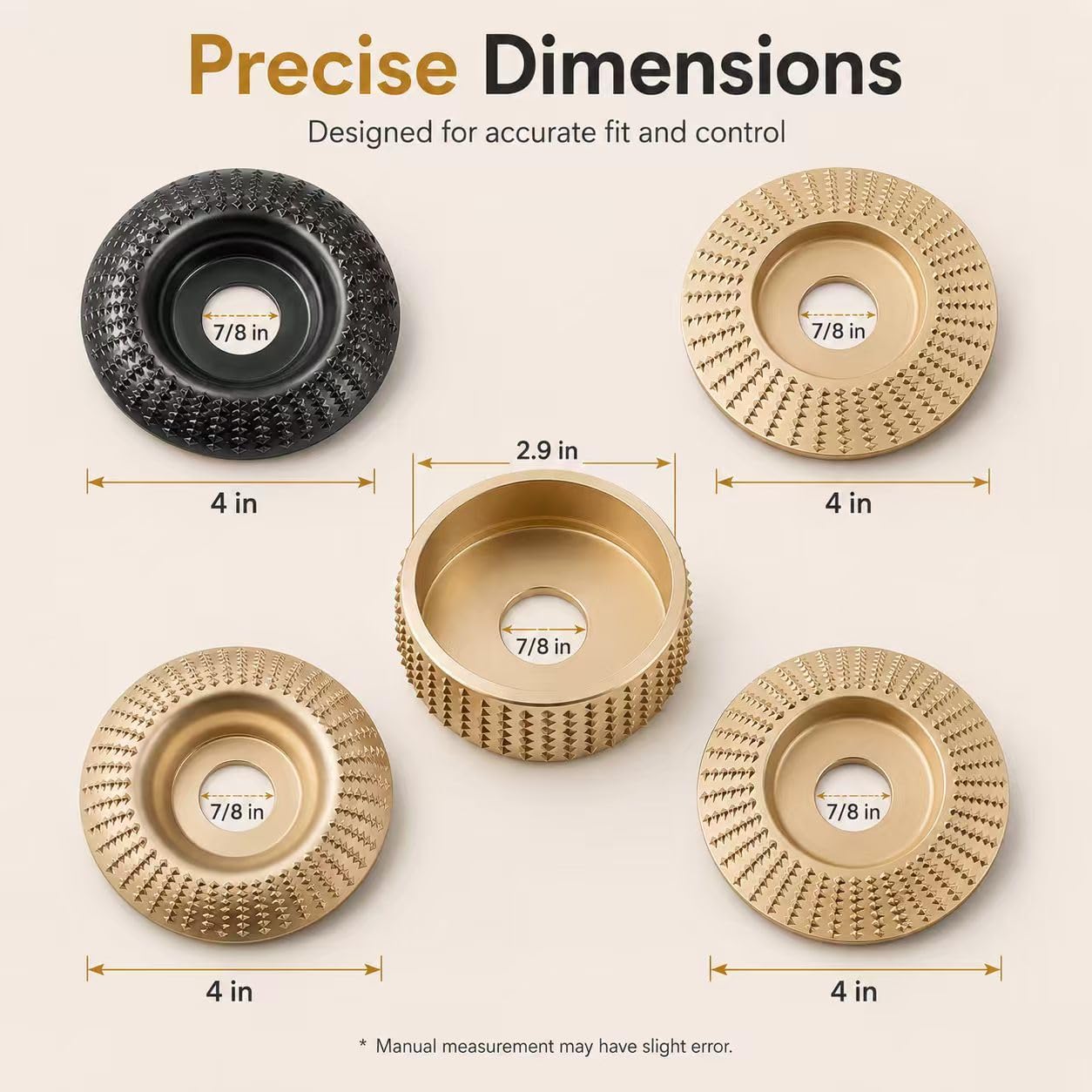 Juego de 5 discos de tallado de madera para amoladora angular de 4 y 4 1/2 con eje de 5/8 pulgadas, disco de corte de amoladora, herramientas de modelado de madera, disco de molienda para cortar