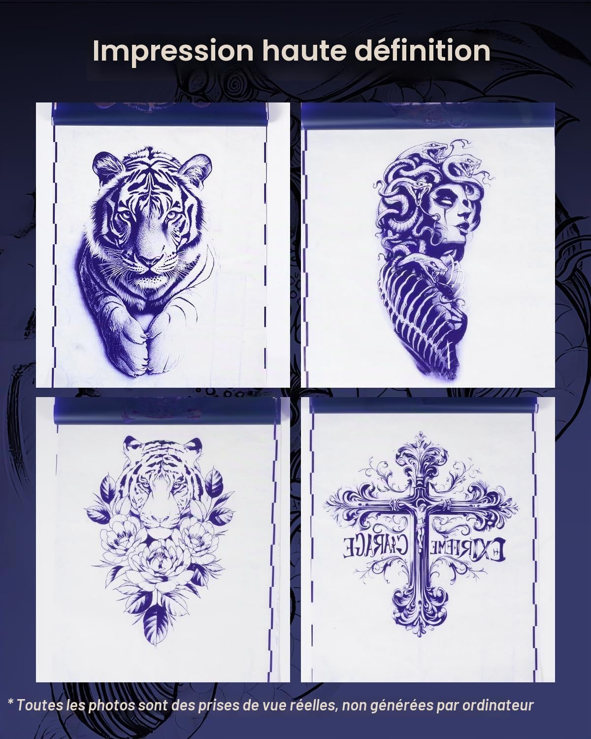 Phomemo Premium Papier Transfert Tatouage, M08F Papier Transfert Professionnel A4 pour Tatouage, Papier Stencil pour Tatouage Compatible avec Imprimante Tatouage M08F TP81 M08F Plus, 100 Feuilles