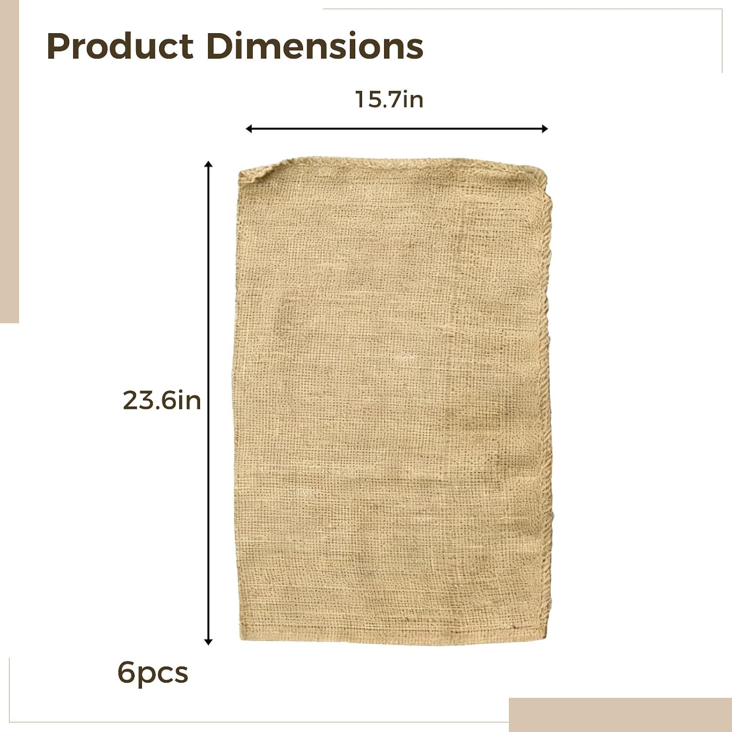 6 Burlap Bags, 40 x 60 cm Potato Sacks, Reusable Jute Bags, Moisture-Proof & Breathable, Strong Race Bags for Sack Race